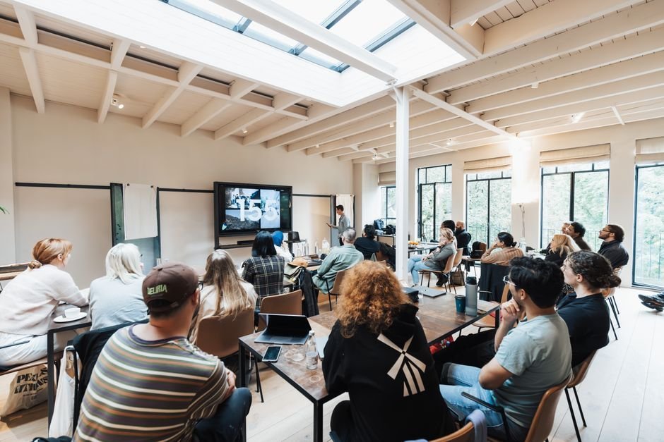 Small group meeting in a bright room